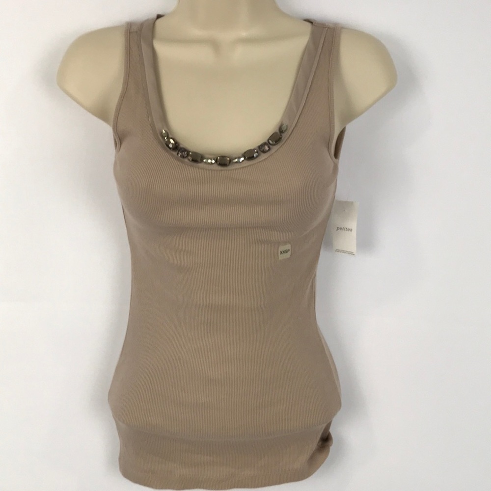 Dressy tank top tan stones around the neck